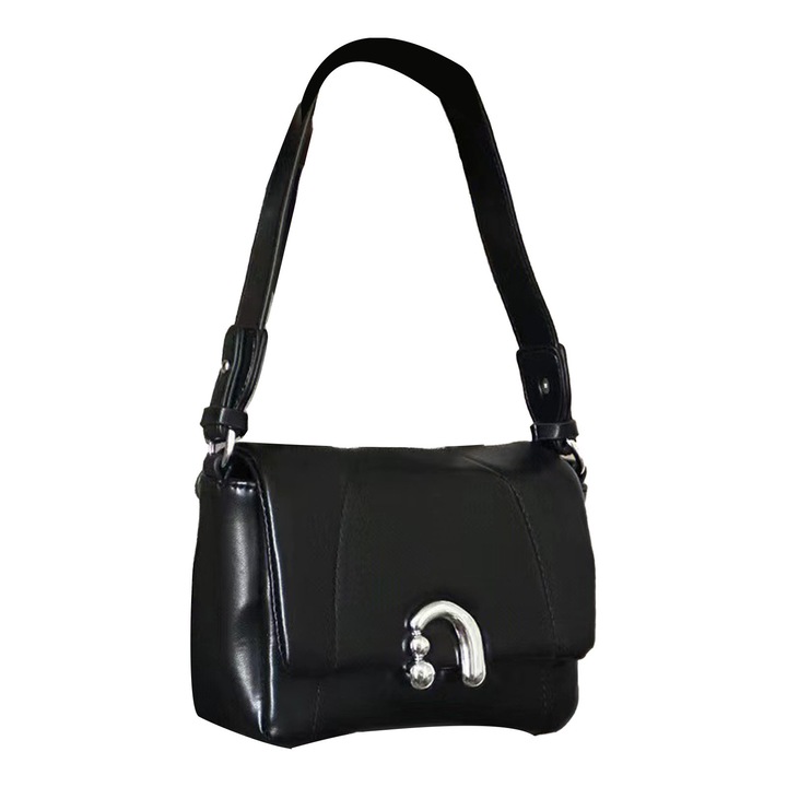 Jormftte női válltáska, kicsi, PU anyagból, divatos dizájn, fekete, egy méret