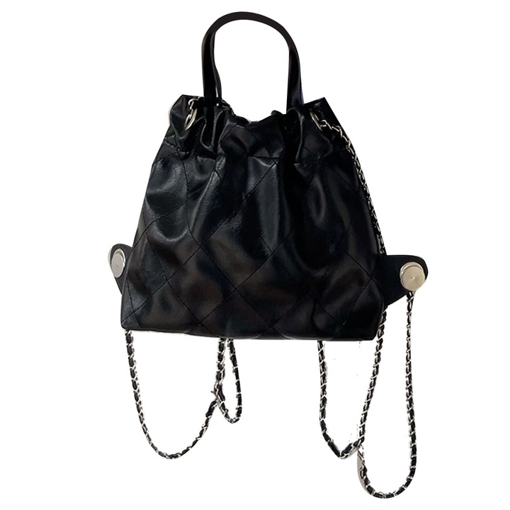 Jormftte válltáska, rombuszmintás, nagy kapacitású, fekete, univerzális méret