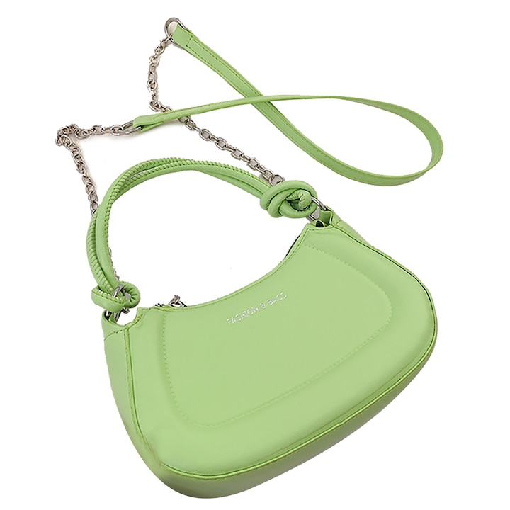 Egyszerű válltáska, Longziming, retro stílusú, fém cipzáras, zöld, 14x31x45cm