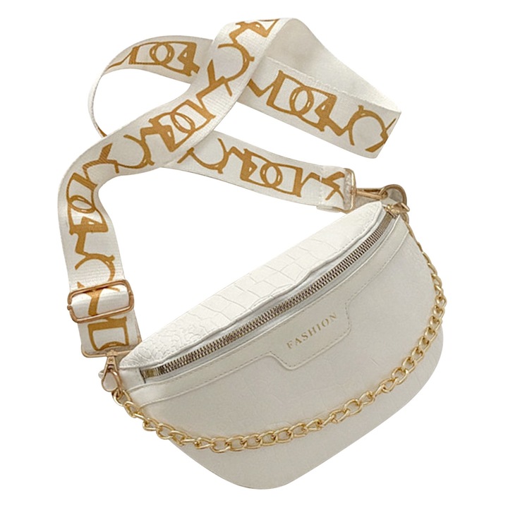 Női táska, Longziming, fehér, poliuretán