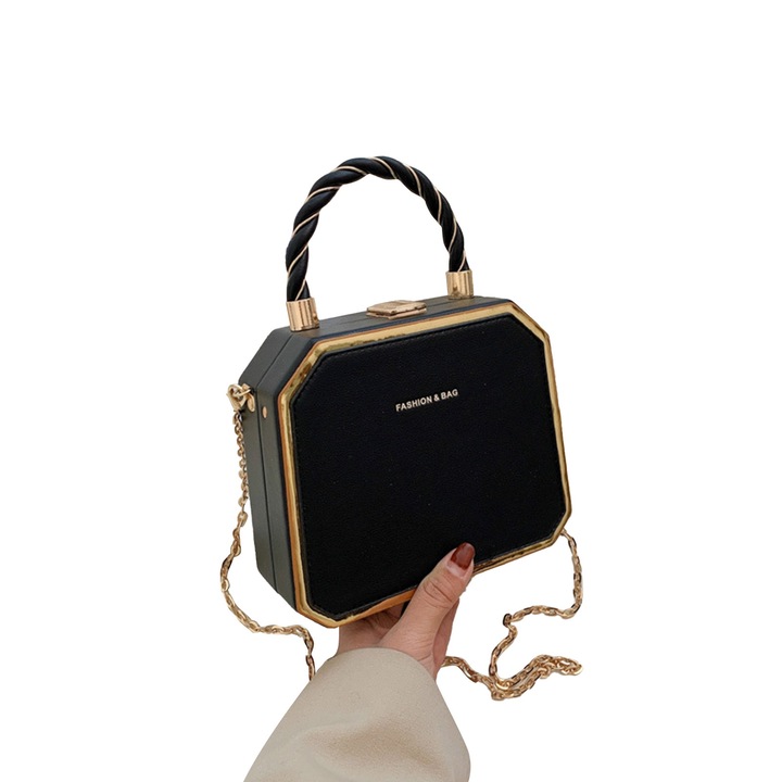 Női válltáska, Jormftte, PU bőr, elegáns design, fekete színű, univerzális méret