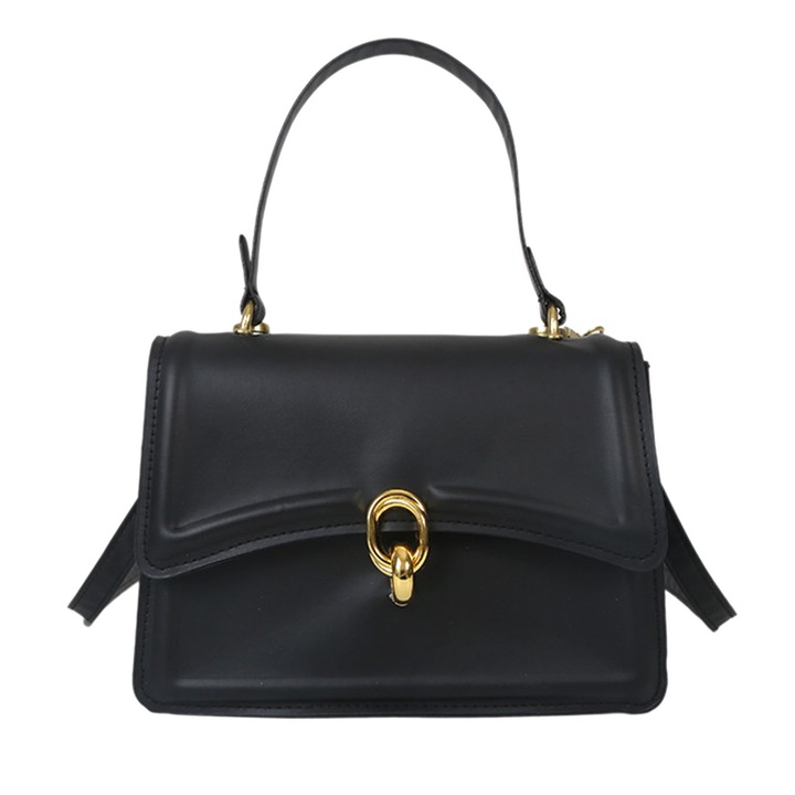 Női messenger táska, Longziming, poliuretán, fekete