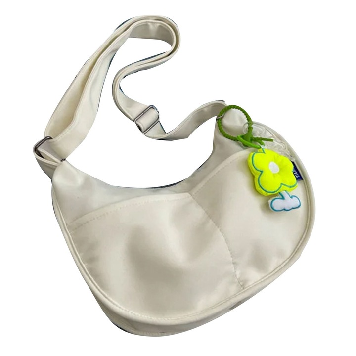 Női futártáska, longziming, Vászon, Állítható pánt, Fehér