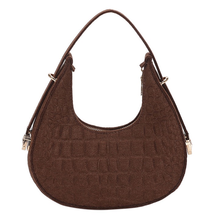 Női válltáska, Longziming, retro design, nagy kapacitású, barna, 14x31x45cm