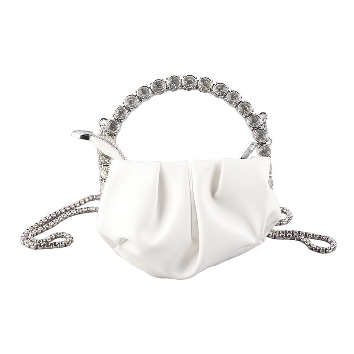 Kis válltáska, Longziming, fehér, poliuretán