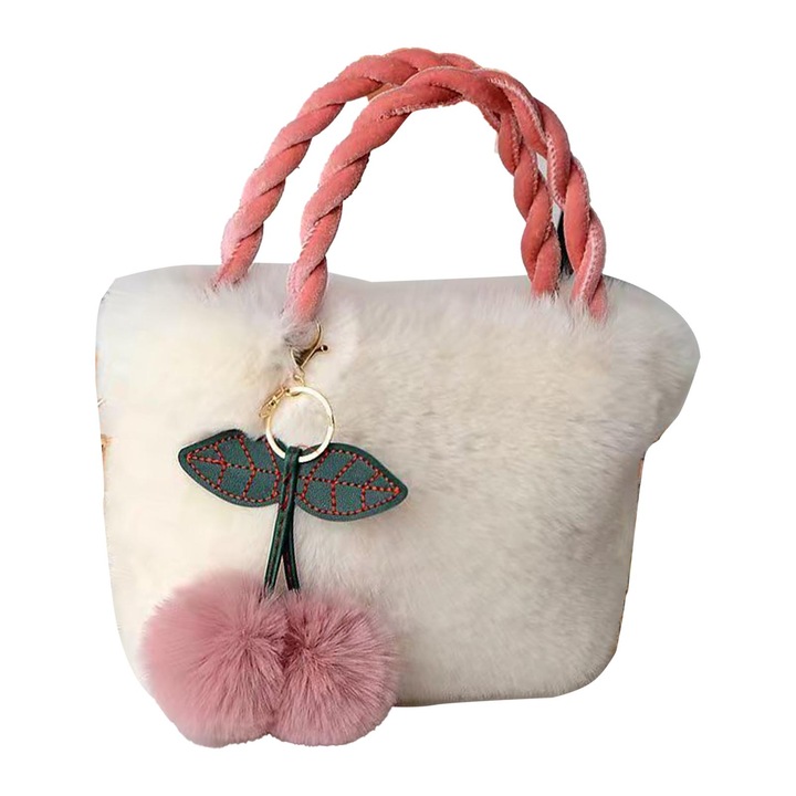 Jormftte női válltáska, nagy kapacitású, láncos kivitel, cseresznye díszítés, bézs, univerzális méret