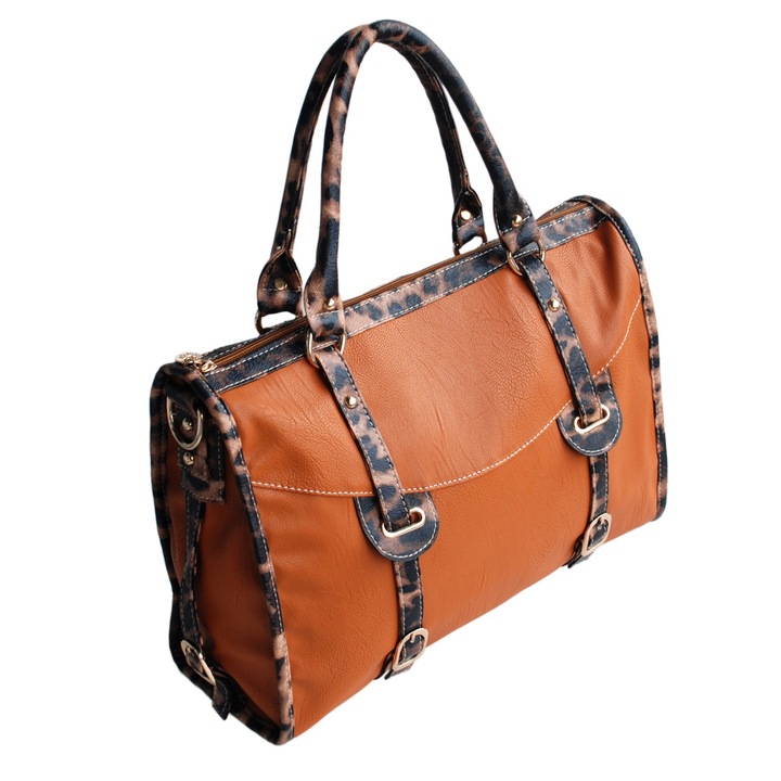 Jormftte válltáska, Sexy Leopard Tan modell, 2 rekesz, 3 cipzáras zseb, 34.3x9.4x25.9cm