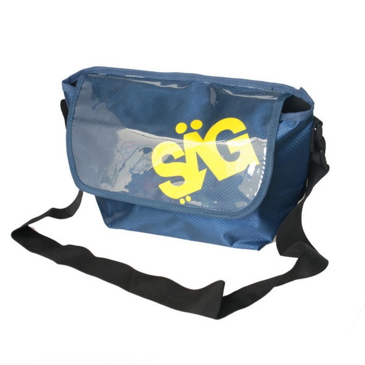 Jormftte válltáska, multifunkcionális modell, ökológiai bőr, kék, méretei 15.8x8.5x6.2 inch