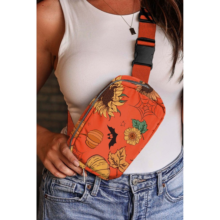 Narancssárga tök napraforgó Halloween táska