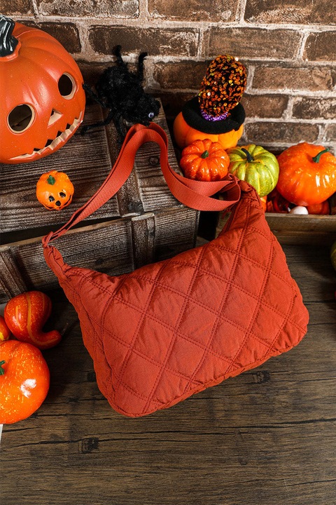 Jormftte válltáska, argyle mintás, narancssárga, 100% poliészter, különböző méretek.