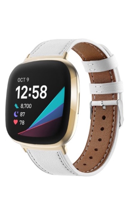 Curea pentru smartwatch din Piele ecologica, Compatibila cu Fitbit Versa 3/Fitbit Versa 4/FItbit Sense, Gri 80-120mm