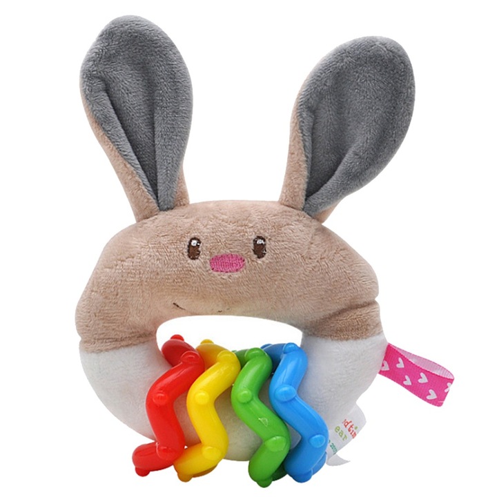 Fogzási játék szett, Jormftte, szürke nyúl, csörgő és fogzási funkció, mérsékelt méret