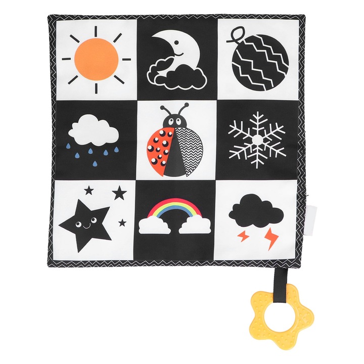 Jormftte bababiztonsági takaró, póktakaró játékkal és csengővel, puha anyag, 70x70cm