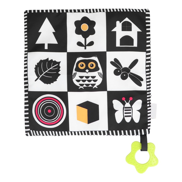 Jormftte bababiztonsági takaró, bagoly mintás, puha anyagból, rágókával, 70x70cm