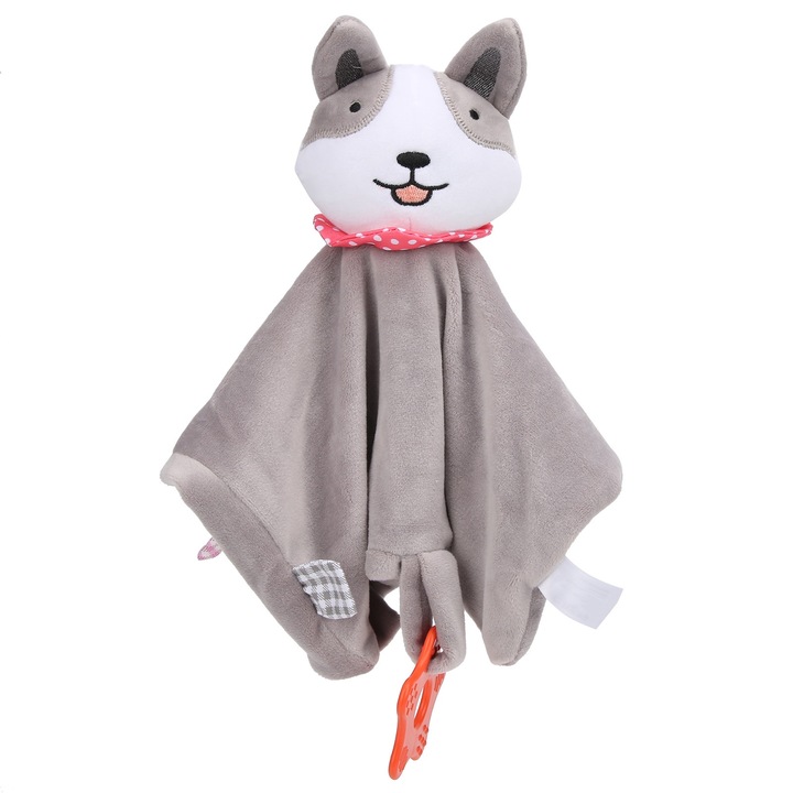 Jormftte bababiztonsági takaró, pamut, szürke, állatfigurával, 1 szett