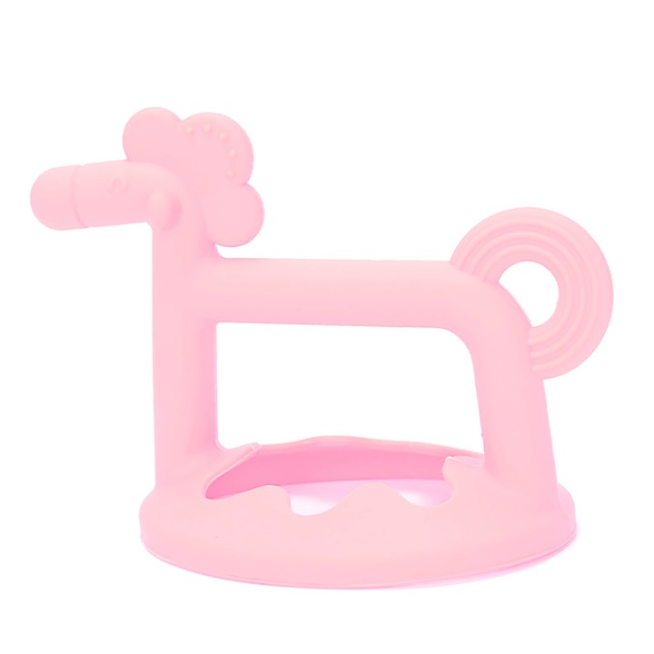 Rágóka, Jormftte, ló alakú rágógyűrű, élelmiszeripari szilikon, rózsaszín, dobozzal
