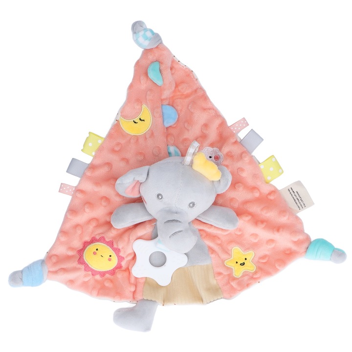 Jormftte bababiztonsági takaró plüss játékkal és rágókával, 15.2x14x3in, állatmodell