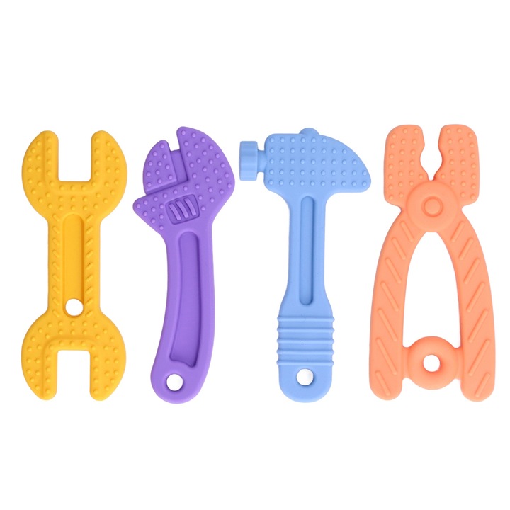 4 darab Jormftte fogzási játék készlet, élelmiszeripari szilikon, különböző formák, élénk színek