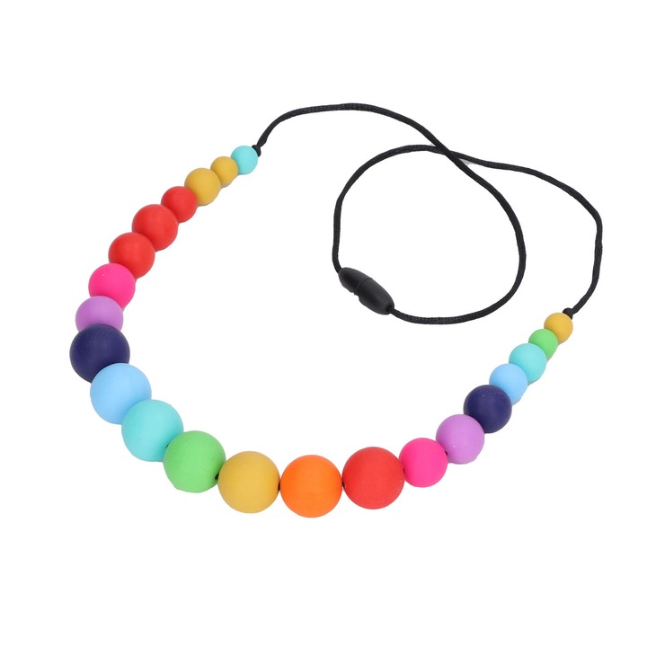 Jormftte baba rágóka nyaklánc, élelmiszeripari szilikon, többszínű, állítható hosszúságú