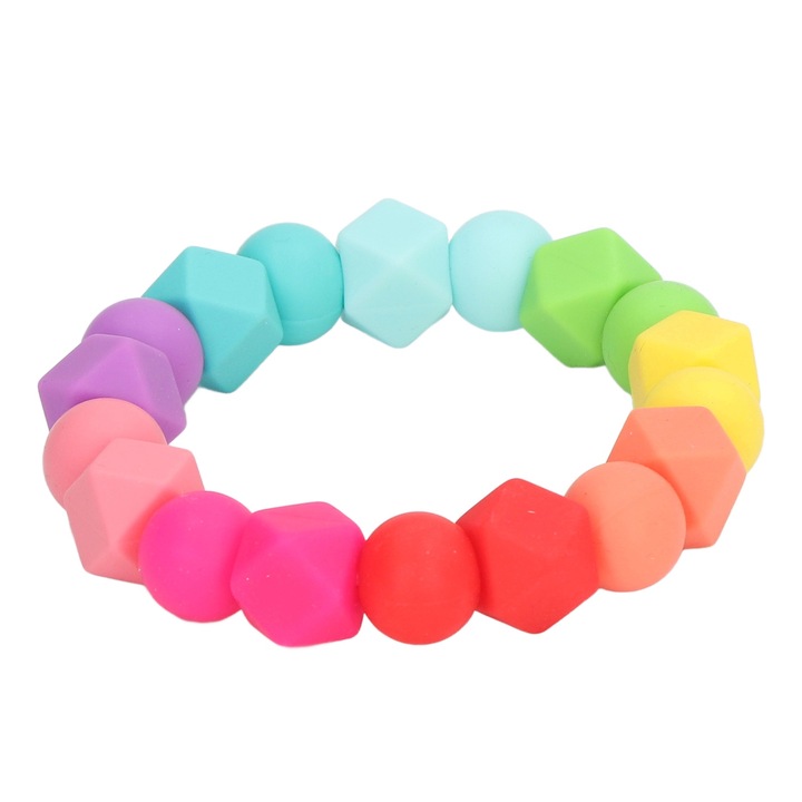 Szilikon rágóka, Jormftte, szett, élénk színek, karkötő forma, szagtalan