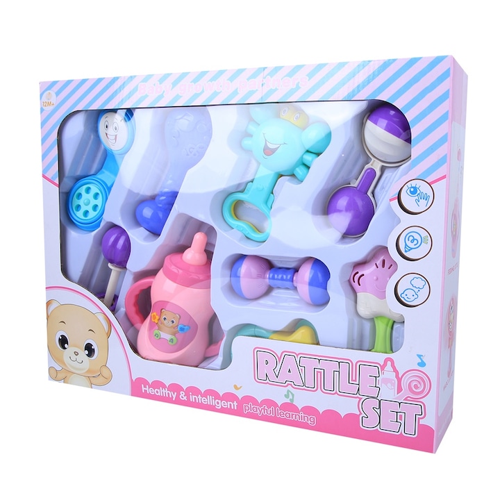 9 darab szilikon rágóka szett, Jormftte, biztonságos, hangokkal, 3-12 hónapos babáknak