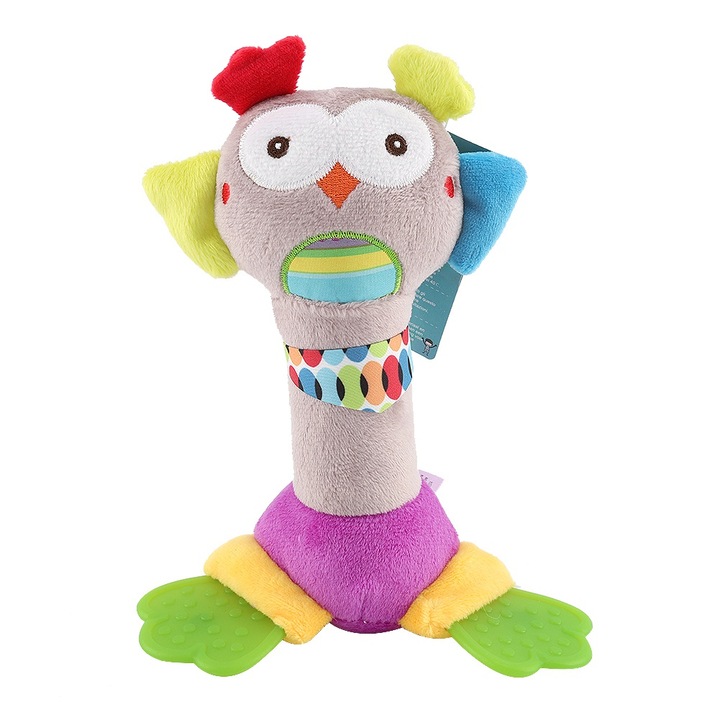 Fogzási játék szett, Jormftte, csörgő, fogzási, állat alakú, élénk színek, 30x15cm