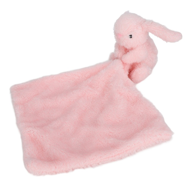 Babapléd, Jormftte, nyuszi design, puha anyag, rózsaszín, 70x100cm
