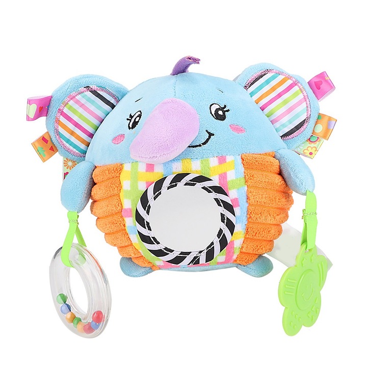 Zörgő kézfogó labda, többszínű babajáték, csengő, nyugtató labda, gyerekjátékok (kék elefánt)