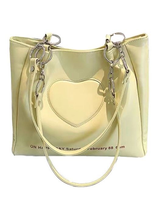 Női válltáska, longziming, szívmintás, PU, vízálló, fehér, 14x31x45cm