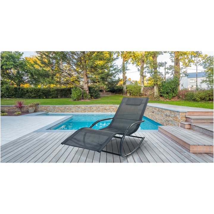 Scaun balansoar gradina Kring Palmyra, 63.5x147x84cm, Negru