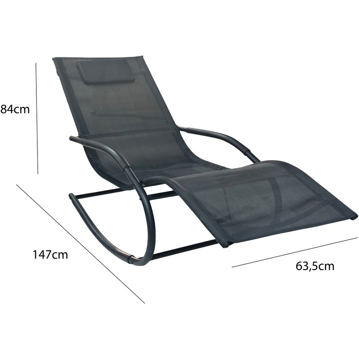 Scaun balansoar gradina Kring Palmyra, 63.5x147x84cm, Negru