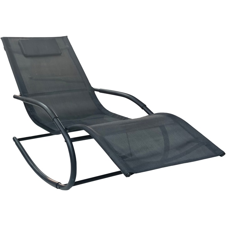 Scaun balansoar gradina Kring Palmyra, 63.5x147x84cm, Negru