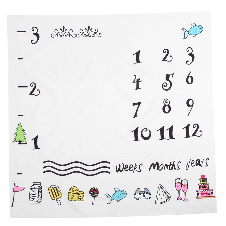 Jormftte baba fotó háttér takaró, 100x120cm, színes minták, a gyermek növekedésének rögzítéséhez