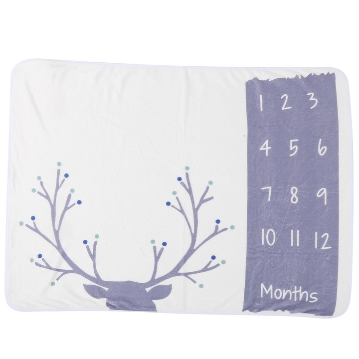 Havi mérföldkő takaró babáknak, puha flanel fotó kellék babanövekedéshez fiúknak, lányoknak, szarvas