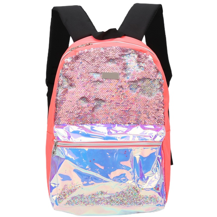 Flitteres díszítésű divatos diákhátizsák kifinomult hordozható iskolatáska fluoreszkáló piros