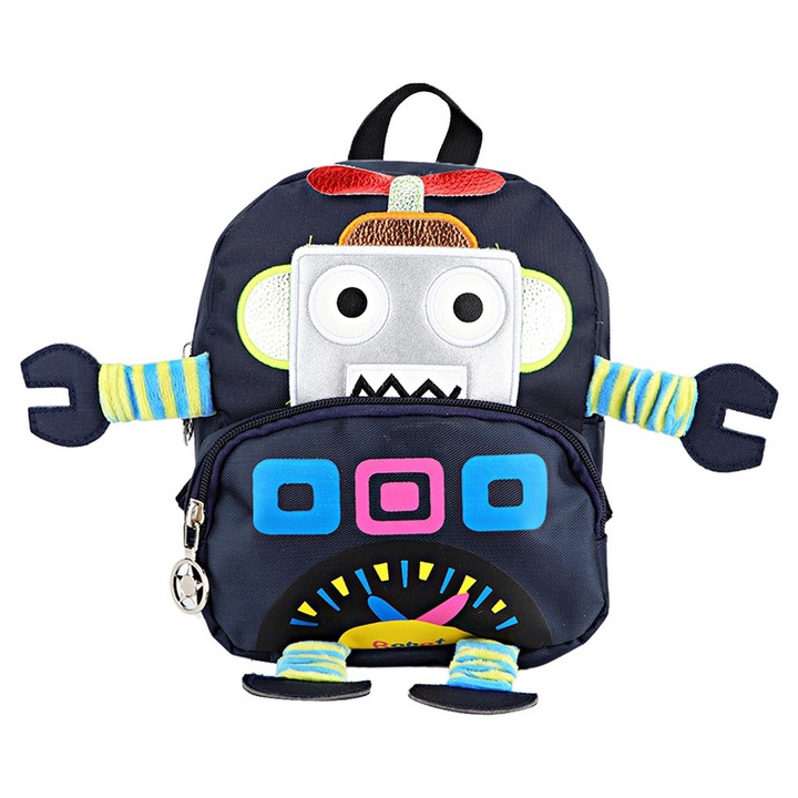 Jormftte gyerek hátizsák, rajzfilm mintás, vízálló, sötétkék, kis méret