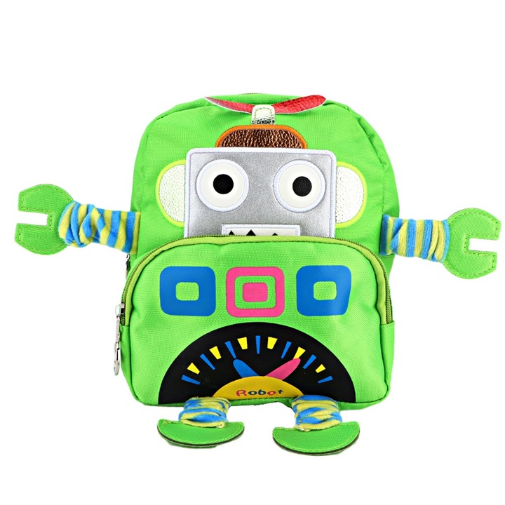 Jormftte gyerek hátizsák, rajzfilm mintás, vízálló, zöld, kis méret