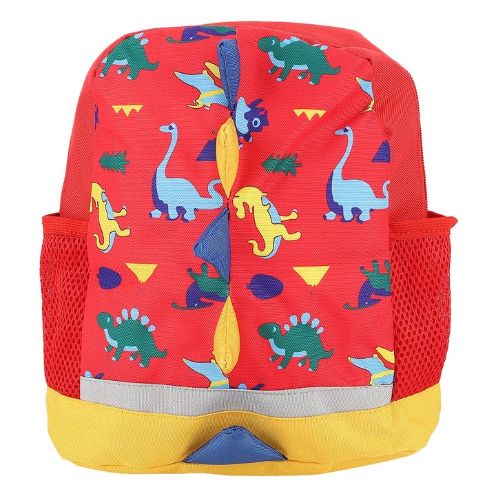 Jormftte gyermek hátizsák, rajzfilmes állatmintás, nagy kapacitású, piros, állítható pánt