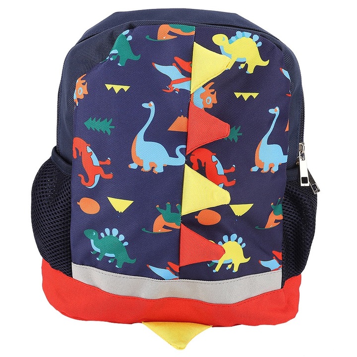 Jormftte gyerek hátizsák, rajzfilm állatmintás, nagy kapacitású, sötétkék, 30x40x15cm