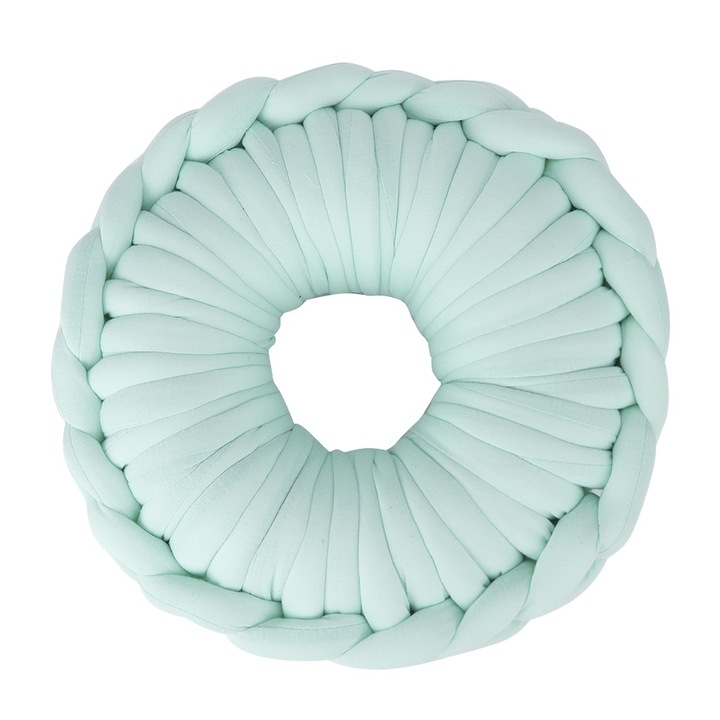 Бебешка възглавница, кръгла, памучна, опора за кърмене и седене, 30x30 см, лаково синя