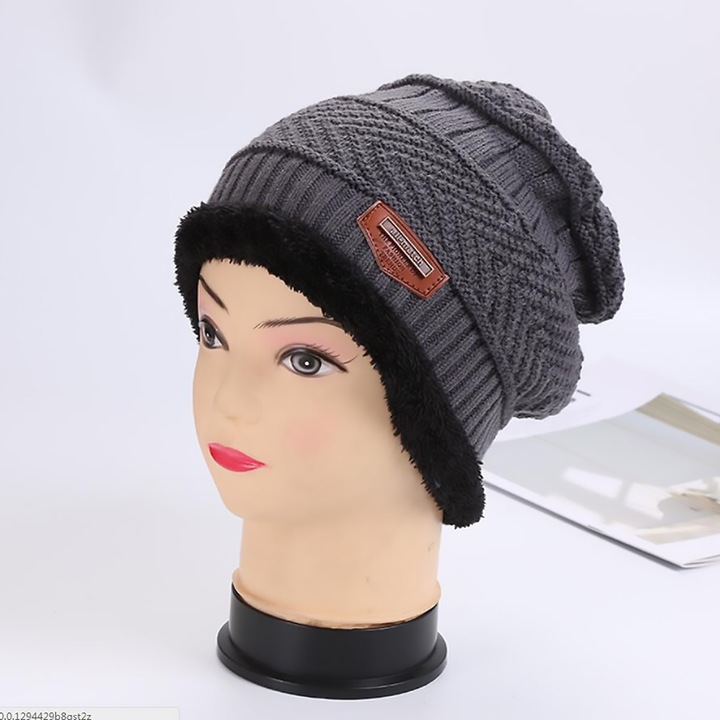 Férfi kalap, őszi és téli, kötött gyapjú pulóver, sapka, plüss, bársony, fültartó, felnőtt sapka.