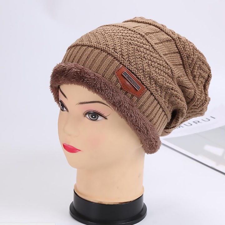 Férfi Őszi és Téli Pulóver Kötött Gyapjúsapka Női Plusz Bársony Vastag Fülvédő Sapka Egyedi Felnőtt Sapka Egyszerű Világosbarna Sapka Egy Méret