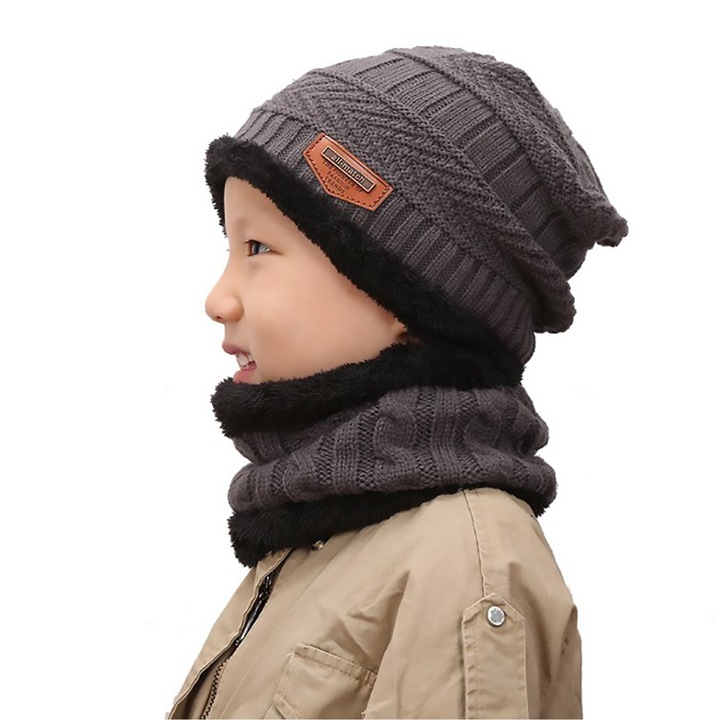 Férfi Kalap Őszi és Téli Pulóver Kötött Gyapjú Kalap Női Plusz Bársony Vastag Kalap a Fül Tartására Gyermek Overál Öltöny Gyermek sapka szürke Egy méret