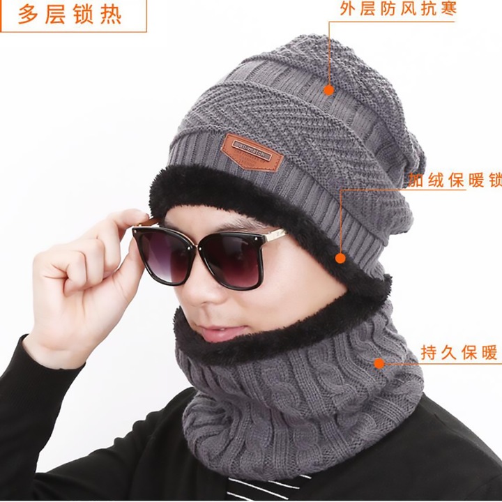 Férfi őszi és téli pulóver kötött gyapjú sapka női plusz bársony vastag sapka a fül melegen tartására felnőtt overál jelmez szürke kalap egy méret