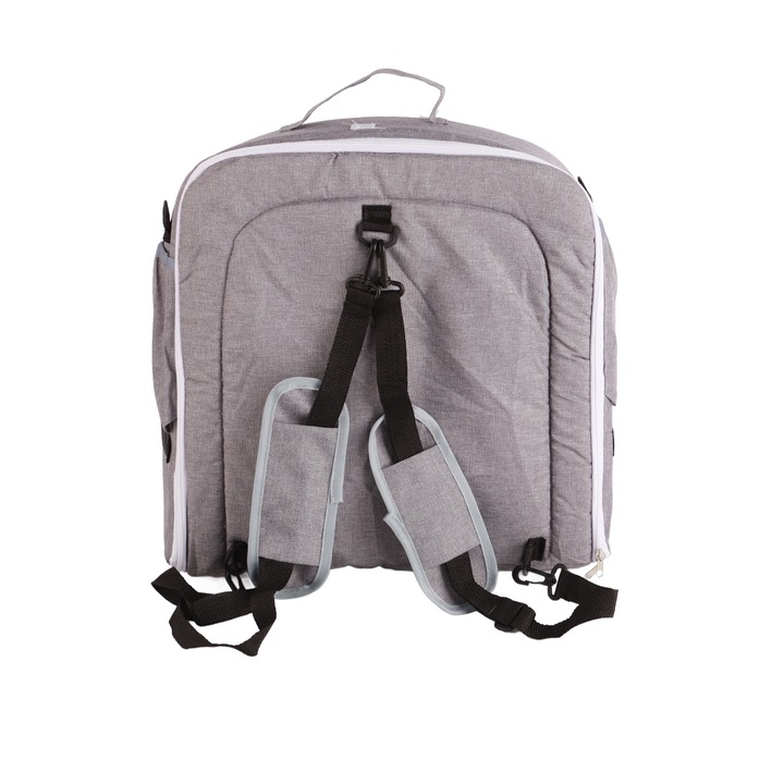 Jormftte hordozható babaágy, összecsukható, szúnyoghálóval, szürke, kis méret