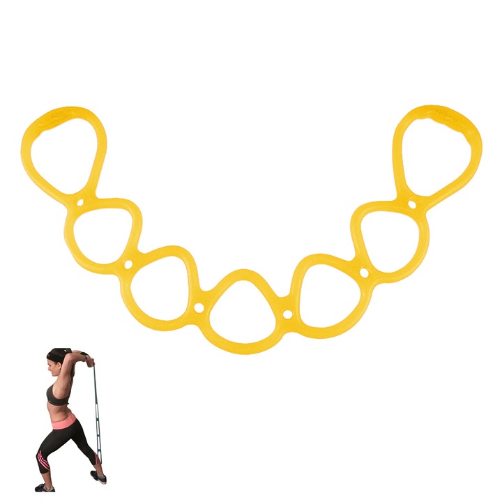 Banda elastica fitness, silicon alimentar, galben, 7 gauri, portabila