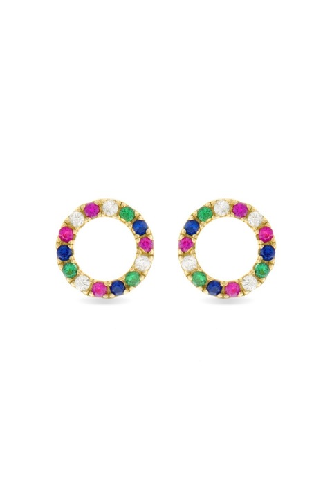 Cercei LUXENTER Machi din Argint 925 cu piatra de Zirconiu multicolor si finisaj cu Aur galben 18 karate