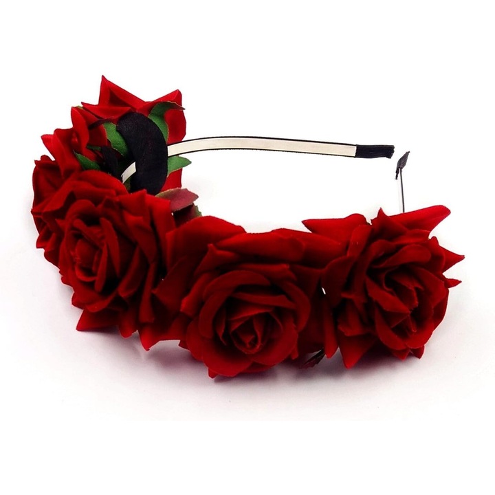 Cordeluta cu flori de trandafir rosu, design elegant, dimensiune universala