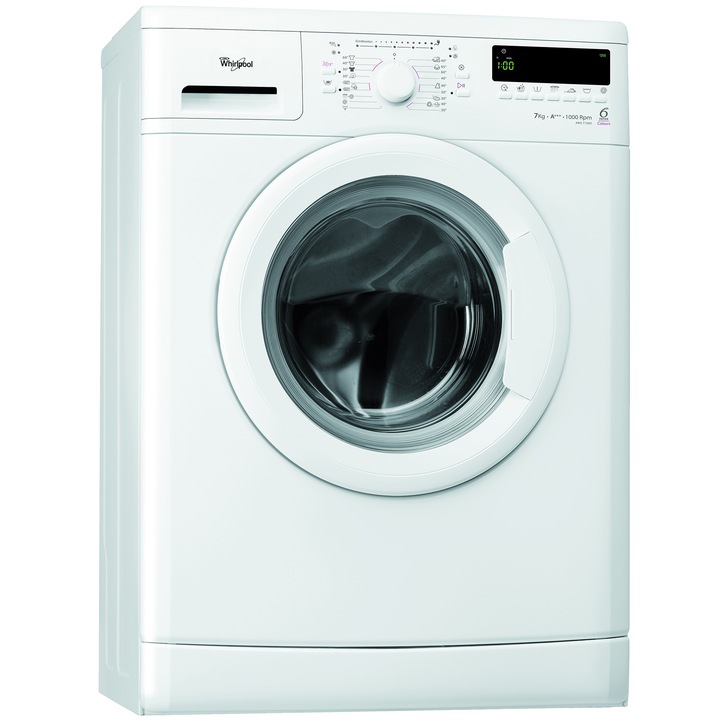 Whirlpool AWS71000 Elöltöltős keskeny mosógép, 6. érzék funkció, 7 Kg, 1000 ford/perc, A energiaosztály, Fehér