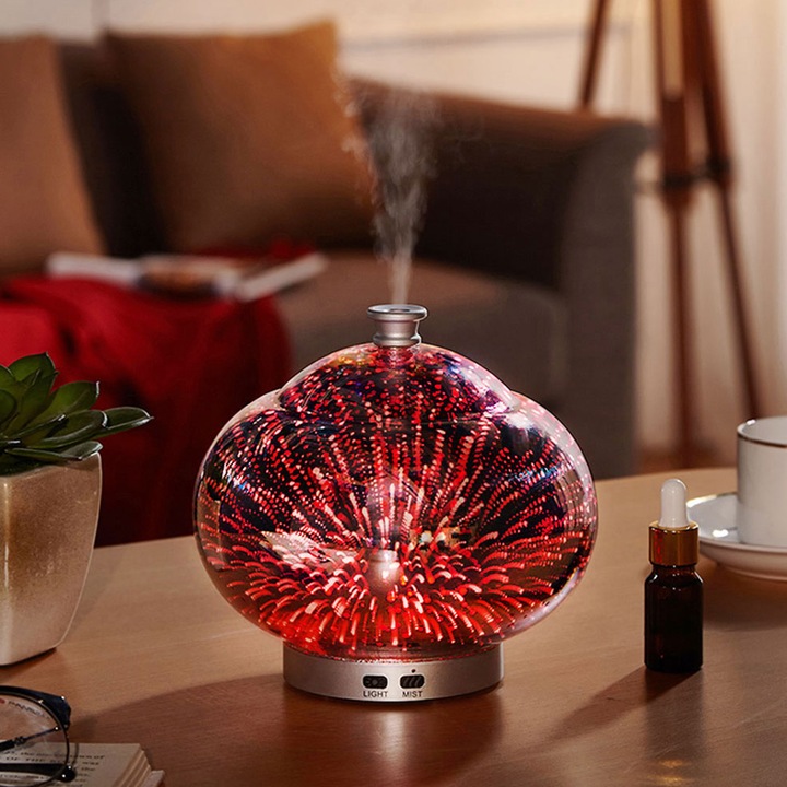 Longziming aromaterápiás párásító, 100ml, 16x16,5cm, éjszakai fény, illóolaj-diffúziós funkció